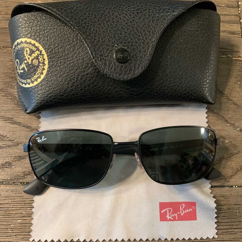 Ray-Ban RB3529 006/71 Sunglasses Black 58-17 3N Case & Cloth
